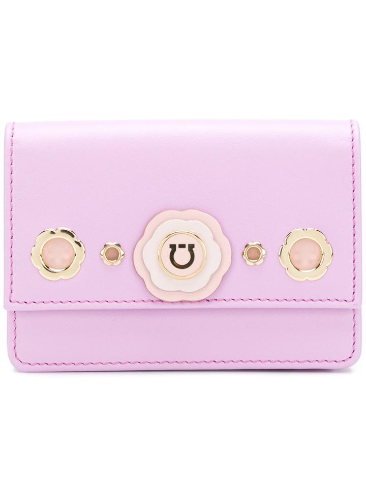 Salvatore Ferragamo Gancio Flower Wallet - Pink & Purple