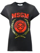 Msgm Logo Print Shortsleeved Sweatshirt, Size: Medium, Black, Cotton
