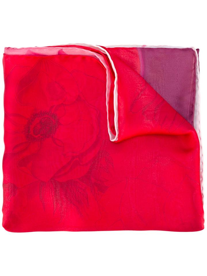 Salvatore Ferragamo - Floral Print Scarf - Women - Silk - One Size, Red, Silk