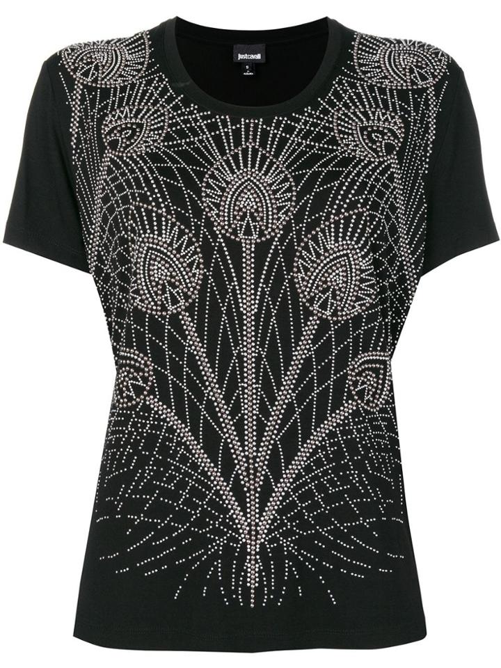 Just Cavalli Floral Embellished T-shirt - Black