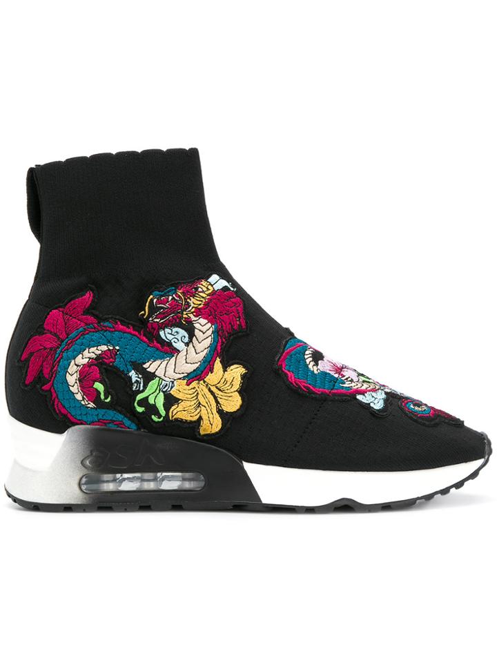 Ash Embroidered Sock Sneakers - Black