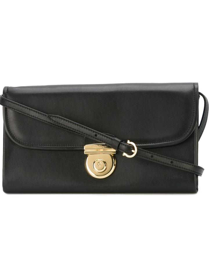 Salvatore Ferragamo Flap Shoulder Bag, Women's, Black
