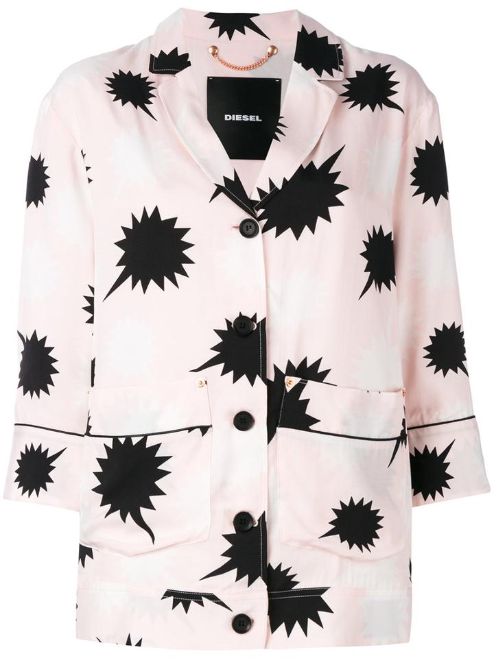 Diesel - Star Detail Blouse - Women - Polyester/viscose - Xs, Women's, Pink/purple, Polyester/viscose