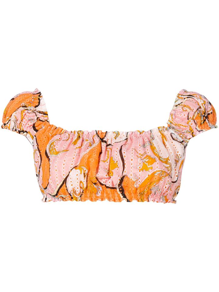 Emilio Pucci Abstract Print Crop Top - Yellow & Orange