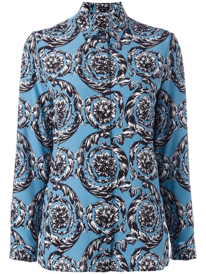 Versace 'ice Baroque' Print Shirt, Women's, Size: 40, Blue, Silk