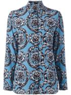 Versace 'ice Baroque' Print Shirt, Women's, Size: 40, Blue, Silk