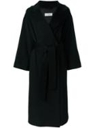 Alberto Biani Flared Longsleeved Mid-length Coat, Women's, Size: 46, Black, Acetate/viscose/virgin Wool