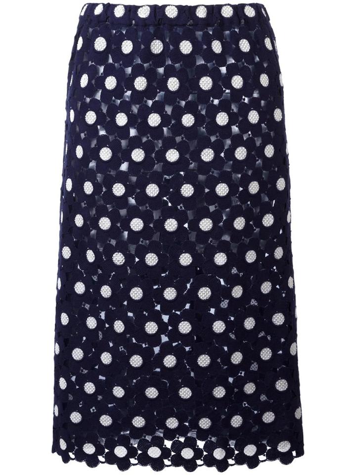 Comme Des Garçons Vintage Floral Embroidered Skirt - Blue