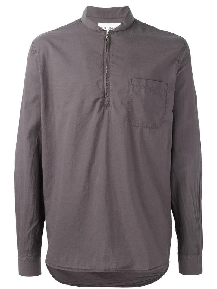 Our Legacy Pull Over Zip Shirt, Men's, Size: Xxl, Brown, Cotton