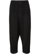 Homme Plissé Issey Miyake Pleated Cropped Trousers, Men's, Size: 2, Black, Polyester