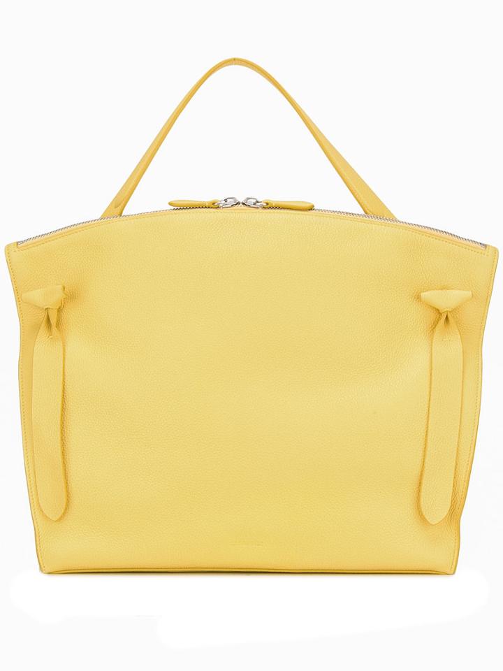 Jil Sander Square Single Handle Tote, Women's, Yellow/orange, Leather