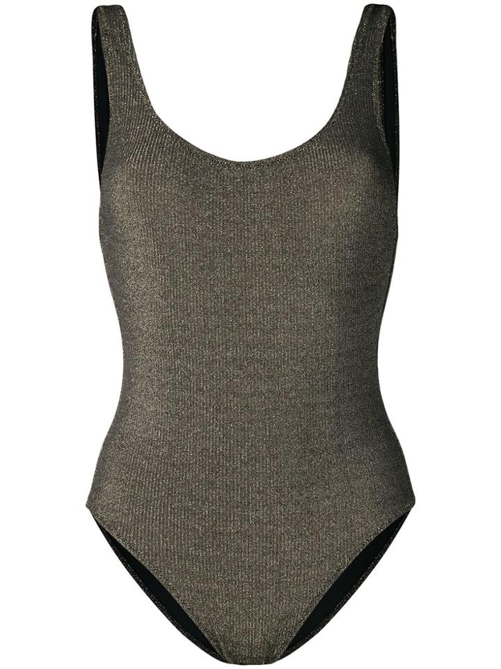Solid & Striped Metallic One Piece - Black