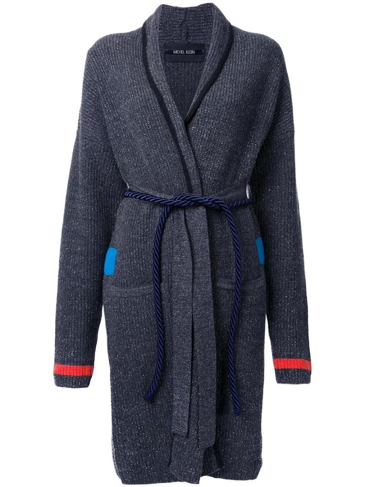 Michel Klein Belted Robe Coat, Women's, Size: 36, Grey, Wool