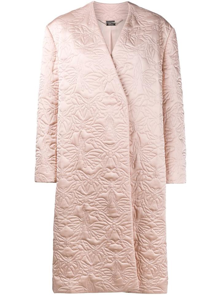 Alexander Mcqueen Butterfly Embroidered Cocoon Coat, Women's, Size: 42, Pink/purple, Silk/polyester