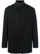 Lanvin Off-centre Zip Collarless Blazer, Men's, Size: 48, Black, Cupro/wool/polyamide