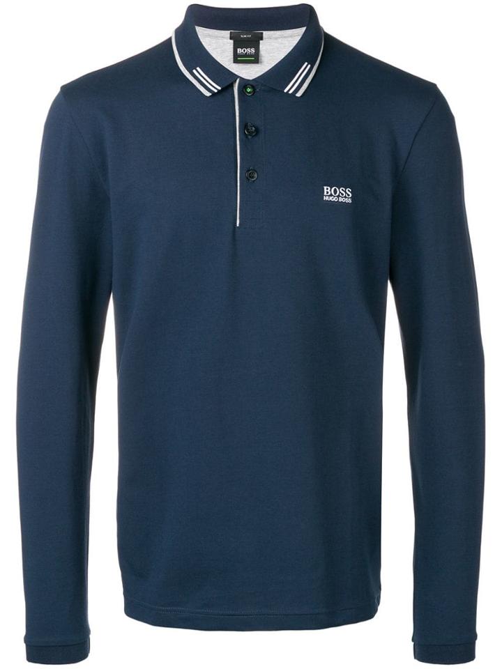 Boss Hugo Boss Long Sleeved Polo Shirt - Blue