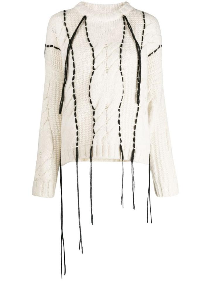 Laneus Stitch Detail Jumper - White