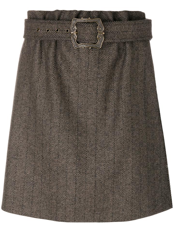 Jil Sander Navy Belted Waist Skirt - Brown