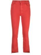 Mother Cropped Skinny Jeans - Red