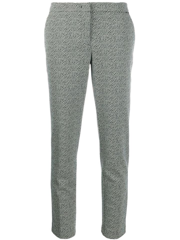 Liu Jo Slim-fit Herringbone Trosuers - Black