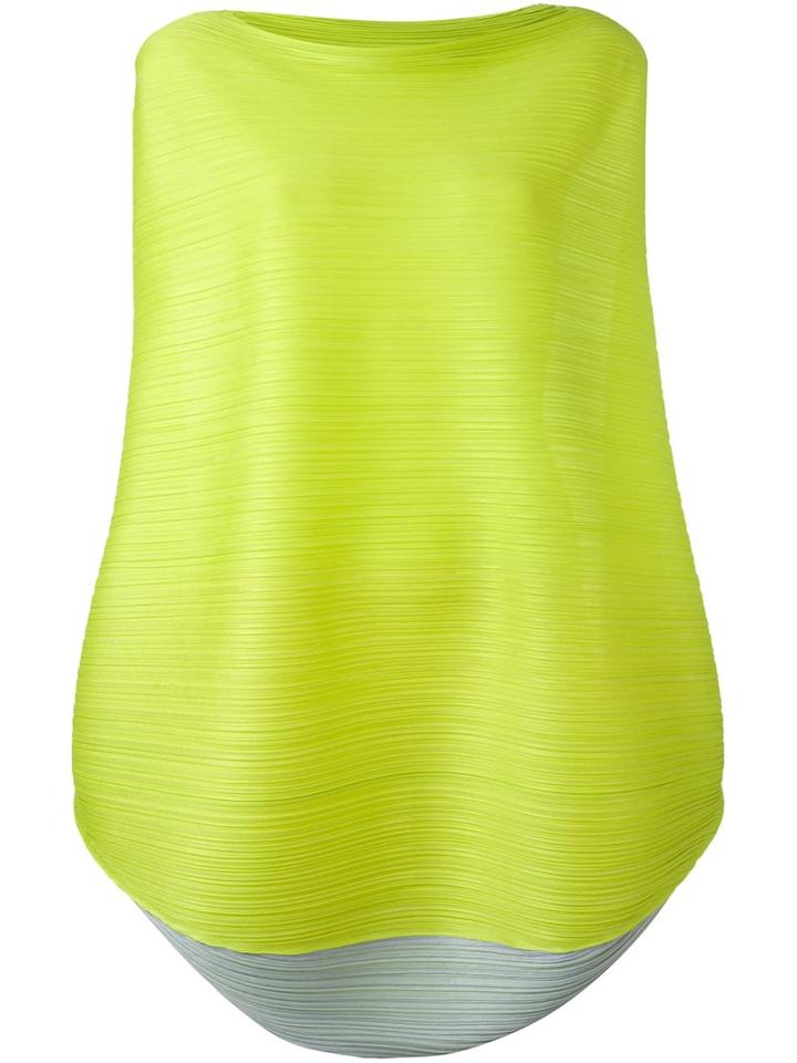 Pleats Please By Issey Miyake Pleated Round Hem Blouse, Women's, Size: 3, Green, Polyester