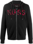 Michael Kors Logo Embroidered Zipped Hoodie - Black