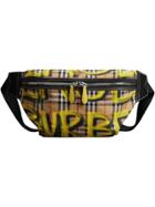 Burberry Large Graffiti Print Vintage Check And Leather Bum Bag -