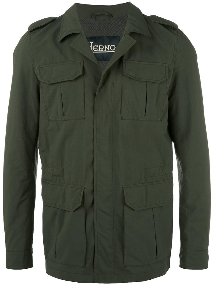 Herno Multiple Pockets Military Jacket, Men's, Size: 50, Green, Polyamide/polyester