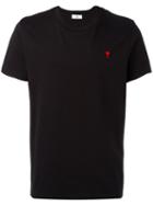 Ami Alexandre Mattiussi - Crew Neck T-shirt Red Ami De Coeur Embroidery - Men - Cotton - L, Black, Cotton