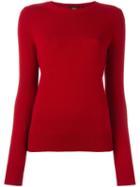 Theory Crew Neck Sweater, Women's, Size: Large, Red, Cashmere