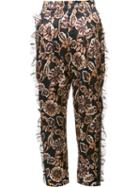 Rodarte Floral Print Tulle Detail Tapered Trousers