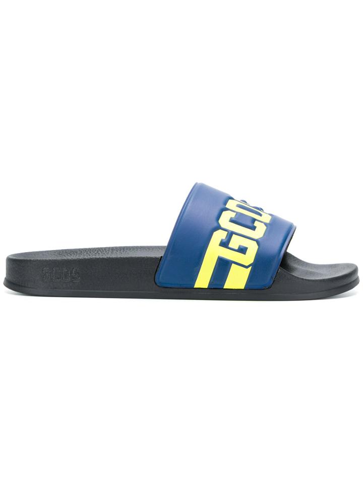 Gcds Logo Embossed Slide-on Sandals - Blue