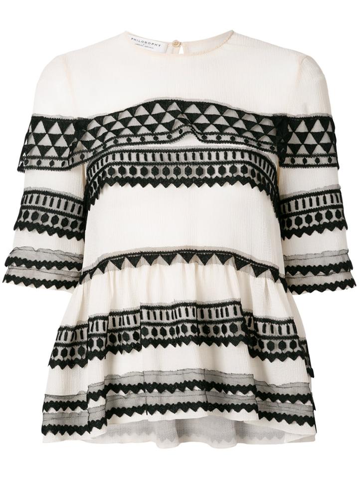 Philosophy Di Lorenzo Serafini Embroidered Panel Blouse - Nude &