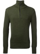 Ami Alexandre Mattiussi - Half Zipped Sweater - Men - Virgin Wool - Xl, Green, Virgin Wool