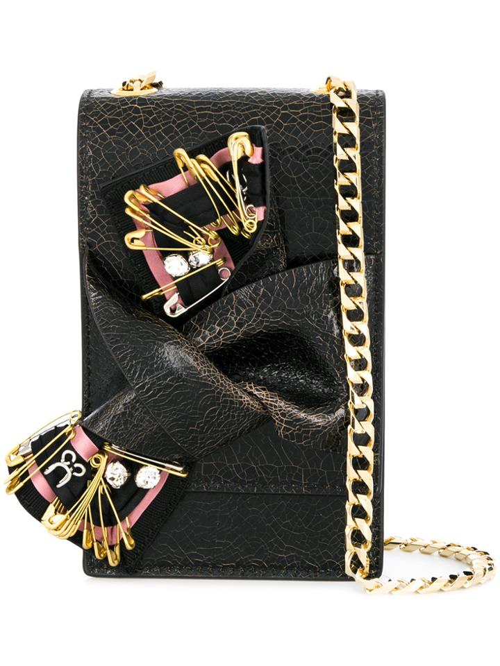 No21 Embellished Abstract Bow Mini Bag - Black