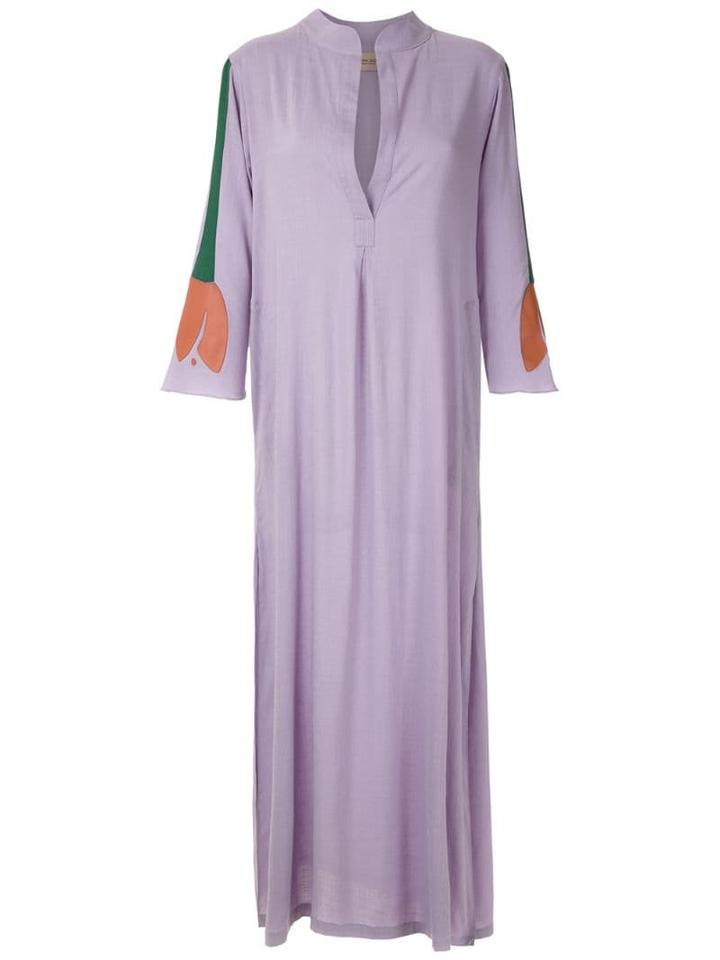 Adriana Degreas Tulip Appliqué Maxi Kaftan - Purple
