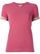 Burberry Housecheck Detail T-shirt, Women's, Size: Small, Pink/purple, Cotton/spandex/elastane