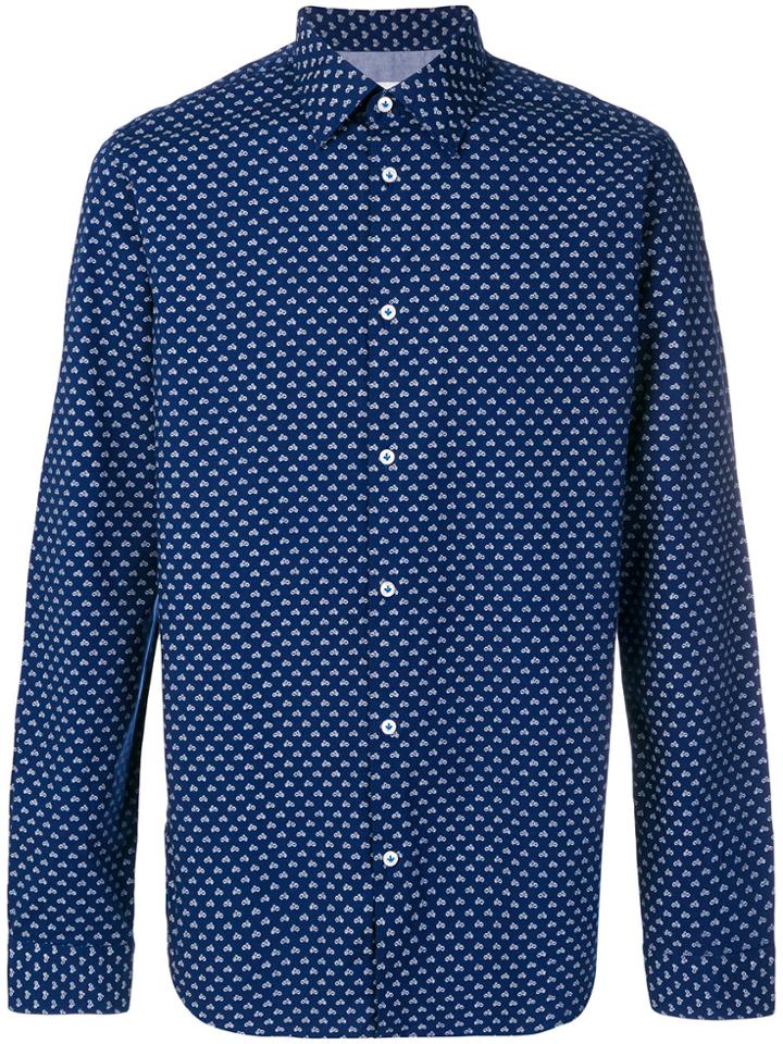 Manuel Ritz Scooter Micro Print Shirt - Blue