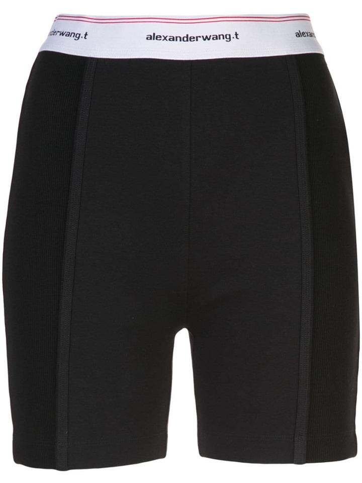 T By Alexander Wang Wash + Go Logo Bike Shorts - Black