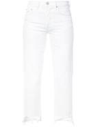 Grlfrnd Distressed Effect Cropped Jeans - White