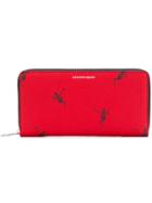 Alexander Mcqueen Dancing Skeleton Zip Around Wallet - Red