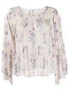 Love Shack Fancy Floral Silk Blouse - Purple