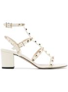 Valentino White Rockstud Leather Sandals