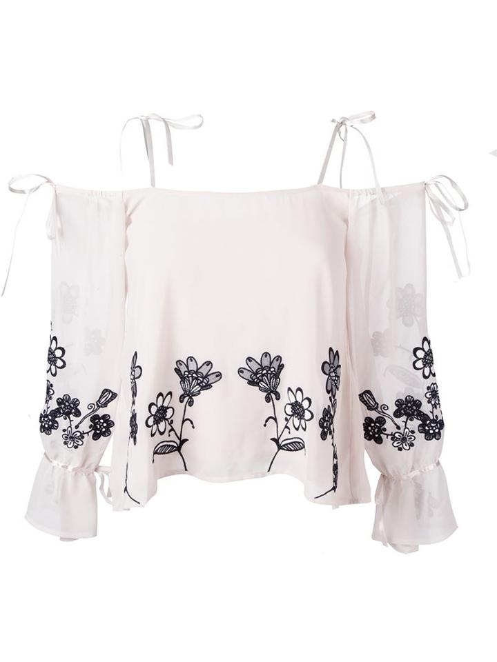 For Love And Lemons Embroidered Flower Top, Women's, Size: S, Pink/purple, Polyester