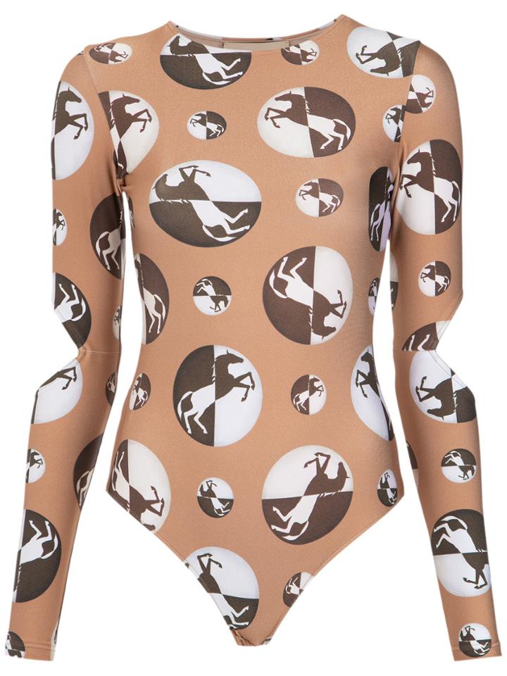 Adriana Degreas Cut Out Bodysuit - Nude & Neutrals