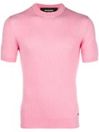 Dsquared2 Fitted Knitted T-shirt - Pink & Purple
