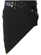 Anthony Vaccarello Asymmetric Mini Skirt, Women's, Size: 36, Black, Cotton/spandex/elastane