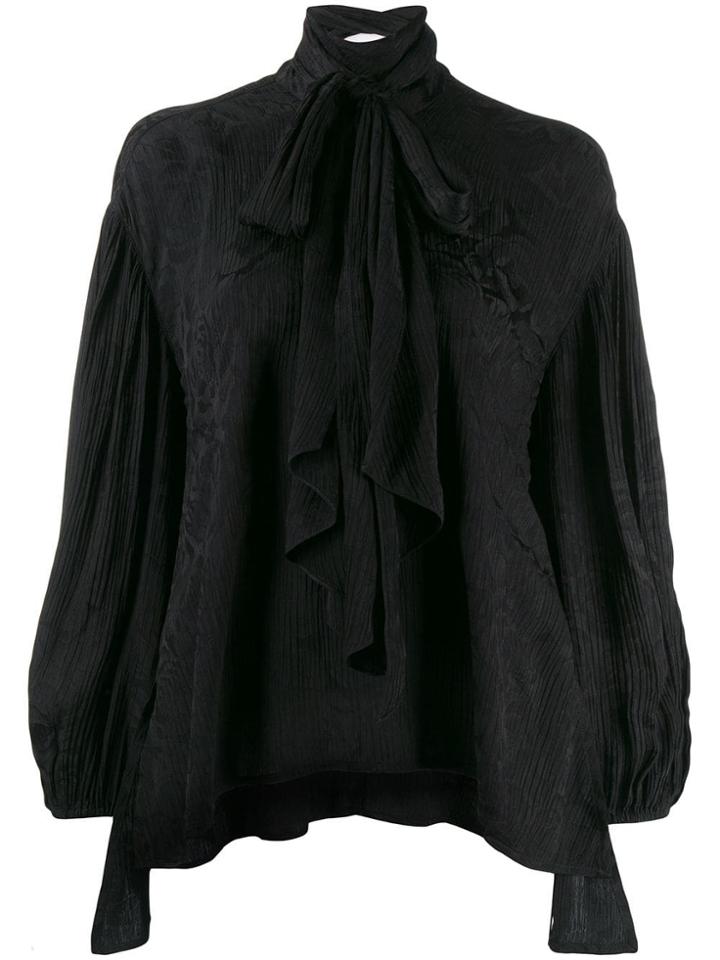 Chloé Asymmetric Bow Tie Blouse - Black
