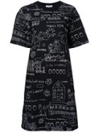 Muveil Printed T-shirt Dress, Women's, Size: 38, Black, Cotton