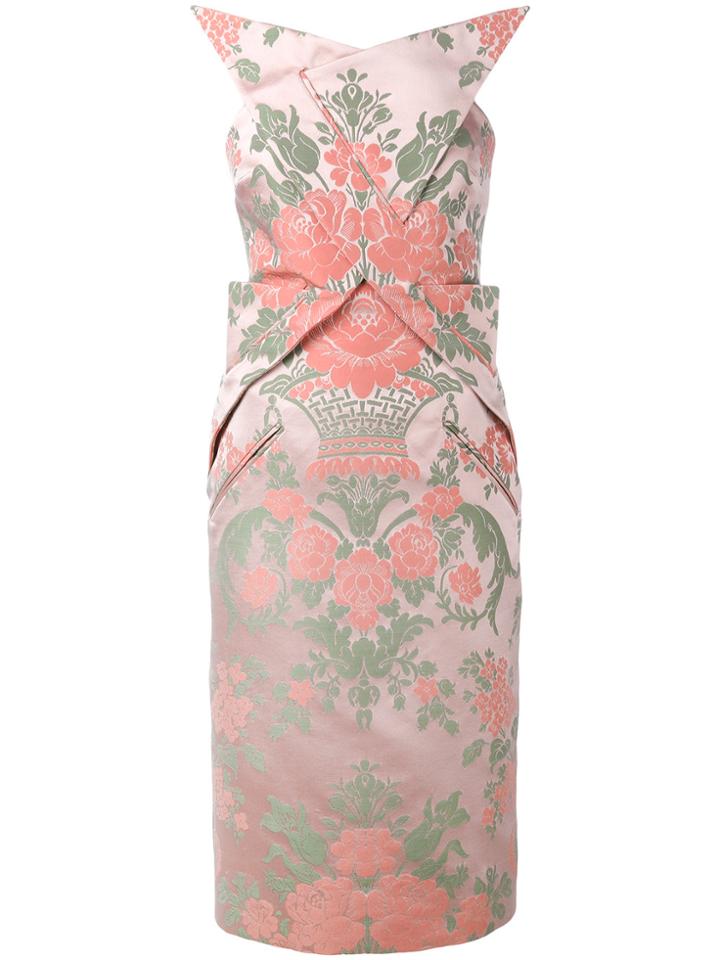 Christopher Kane Jacquard Midi Dress - Pink & Purple